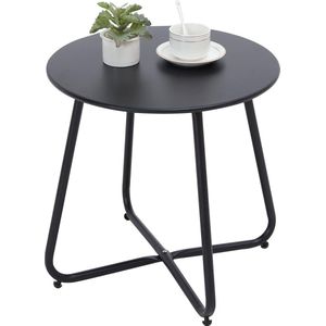 Bijzettafel, kleine bijzettafel, metaal, ronde tuinbijzettafel, salontafel en koffietafel met verstelbare tafelpoten (zwart, Ø 45 x 45 cm)