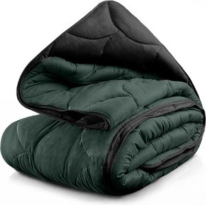 Sleeptime - Lazy Dekbed - Double Face - Zwart / Donkergroen - 240x200 cm - 300 gram per m²