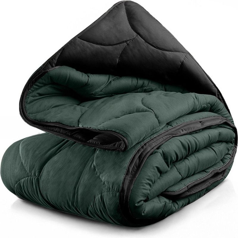 Sleeptime - Lazy Dekbed - Double Face - Zwart / Donkergroen - 240x200 cm - 300 gram per m²