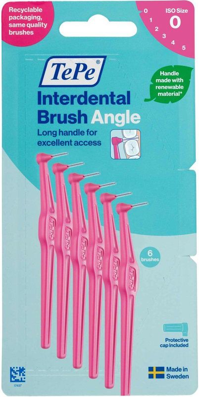 TePe - Angle - Interdentale Ragers - Roze - ISO maat 1 - 0,4 mm - 6 stuks