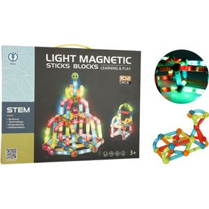 Magnetische Lichtgevende Blokken - Magnetische Bouwstenen - Constructie Speelgoed - STEM Speelgoed - 102 Elementen