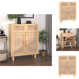 vidaXL Dressoir - Bruin - 60 x 30 x 75 cm - Rattan - Massief grenenhout - Keukenkast