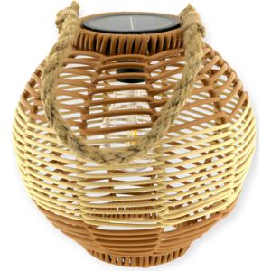 Home Society - Lantaarn - Solar - Bruin - Creme - Kunststof - Maat S - 20x20cm