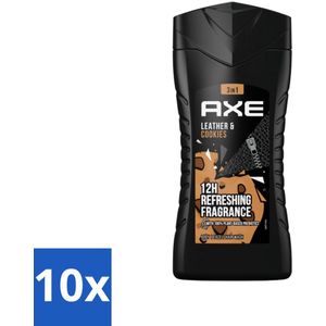 Axe - 3-in-1 Douchegel - Leather & Cookies - 100% Plantaardig - 250 ml - Bulkverpakking - 10 stuks