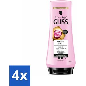 4 x Gliss - Hair Repair - Conditioner met Liquid Silk voor Zijdezacht Haar - 200 ml - Haar Conditioner - Glans Conditioner - Zijdezacht Haar - Dof Haar - Haarverzorging
