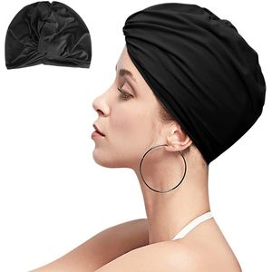 Zwemmuts dames - Badmuts Dames - Badmuts tulband - Zwemkap - Haarkapje – Zwemmuts – Douchemuts - One size - Zwart - LOUZIR