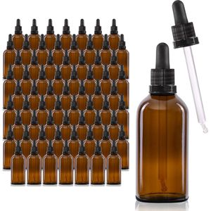 Oputec 68 x 100ml pipetfles bruin glas – doseerfles met glazen pipet – aromatherapie, cosmetica & laboratorium