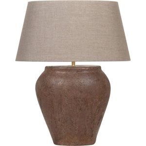 Ovale tafellamp Midi Chilton | 1 lichts | bruin | keramiek / stof | Ø 50 cm | 63 cm hoog | klassiek / landelijk / sfeervol design