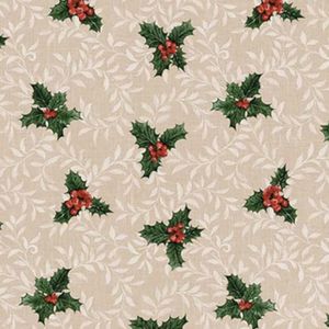 Home Trend Kerst Tafelzeil - 140x200 cm - Kersthulst - Beige - PVC - Afwasbaar