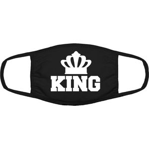 King grappig mondkapje| koning | kroon | gezichtsmasker | bescherming | bedrukt | logo | Zwart / Wit mondmasker van katoen, uitwasbaar & herbruikbaar. Geschikt voor OV
