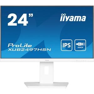 iiyama ProLite XUB2497HSN-W2 - LED-monitor 24"" - 1920 x 1080 Full HD - IPS - 300 cd/m² - 1300:1 - Met USB-C dock en RJ45 (LAN) - Wit