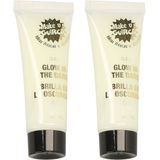 Fiestas Glow in the Dark schmink/make-up tube 20 ml - 2x - Fluorescerende gel voor gezicht