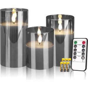 Moderne LED Kaarsen - Set van 3 LED Kaarsen - Met Afstandbediening - Werkt op Batterijen