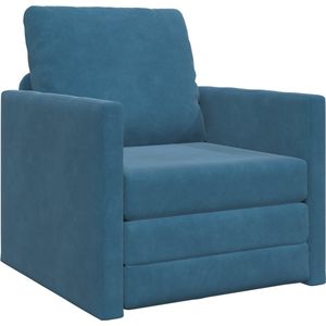 vidaXL - Floor - Sofa - Bed - 2-in-1 - Blauw - 74x77x81 - cm - Velvet