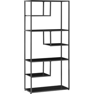 Boekenrek met 7 niveaus, stalen frame, industriële stijl, voor woonkamer, slaapkamer, keuken, 83 x 34 x 180 cm