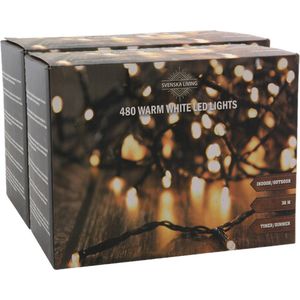 Kerstverlichting lichtsnoeren - 2x stuks - warm wit - 36 m - 480 leds