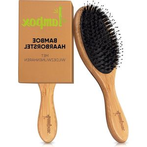 Hoofdmassage borstel van wildezwijnenharen - Bamboe haarverzorging met massage
