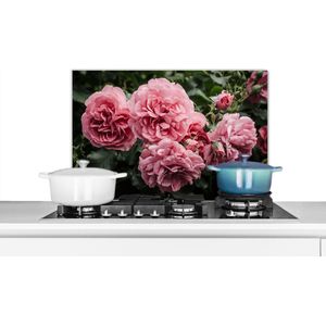 Spatscherm keuken 70x50 cm - Kookplaat achterwand Roze - Bloemen - Rozen - Muurbeschermer - Spatwand fornuis - Hoogwaardig aluminium