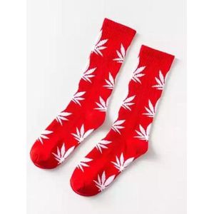 Wietsokken - Cannabissokken - Wiet - Cannabis - rood-roze - Unisex sokken - Maat 36-45