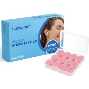 Luxyana® Siliconen Sleep Plugs - 12 Roze Oordopjes voor Beter Slapen - Wasbaar en Vele Malen Opnieuw te Gebruiken