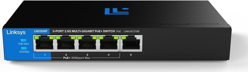 Linksys LN2305P - Netwerk Switch - Unmanaged PoE+ - 2500 Mbps - 5-poorts