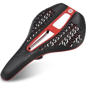 ROCKBROS Fietszadel, racefietszadel, licht, ergonomisch fietszadel, sportzadel voor racefiets, MTB, trekking, zwart, rood