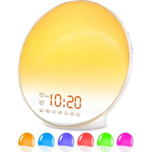 BrightLife Wake Up Light Wekker - Licht Wekker - Wekkerradio - 7 Kleuren - Slaaphulp