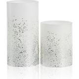 Pauleen - Glowing Glitter - Wax LED Kaarsen - Wit/Zilver - Set van 2