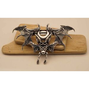 Haarclip duivel in de kleur nikkel/zilver - ruige dames heren haarclip - mooie haarclip - leuke haaraccessoires gothic - griezelige haarclip - haarclip lang, korte, half lang haar - haarclip stevig - grote haarclip - unieke haarclip - haarsieraad