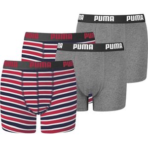 BOXERS 4 PACK Puma Basic Boxer Boxershorts met bedrukte strepen Jongens kinderondergoed