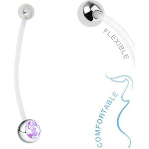 Fako Bijoux® - Zwangerschapspiercing - Kristal - Lila