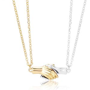 Bixorp BFF Ketting voor 2 Handjes Vasthouden Magnetisch - Goudkleurig en Zilverkleurig - Vriendschapsketting 45cm + 5cm verstelbaar