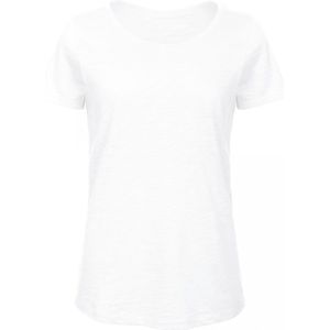 T-shirt Dames XS B&C Ronde hals Korte mouw Chic Pure White 100% Katoen