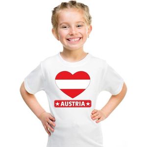 Oostenrijk hart vlag t-shirt wit jongens en meisjes 110/116