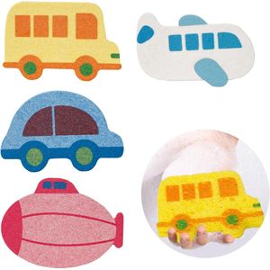 Babybadsponsset – 4-delige set, schattige ontwerpen, natuurlijke massagesponzen, geschikt voor pasgeborenen, zacht en comfortabel, ideaal voor kinderen en baby's