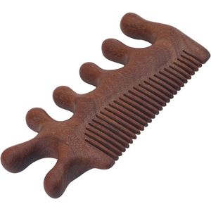 Voor de titel: Hoofdhuidmassagekam - Antistatisch Hout - Schraapkam - Sandelhout - Gua Sha-Massage - 2-in-1 Tandontwerp - Haarverzorging - Massagecadeau