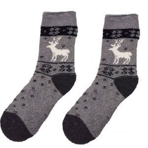 Damessokken Alpaka Wol - Rendier Grijs - maat 35-38 - Wintersokken