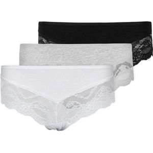 SNOCKS Hipsterslipje met Kant - Biologisch Katoen - Ondergoed Dames - Dames Ondergoed - Dames Slips - Dames Onderbroeken - 3 Stuks