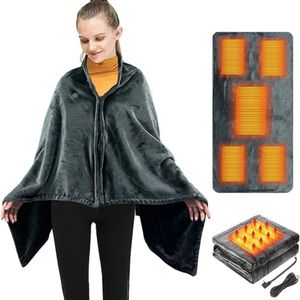 Draagbaar Warmtedeken Draadloos – Oplaadbaar met USB – Powerbank – Met Ritssluiting – 3 Warmte Standen – Extra Verwarmingzones – Grijs