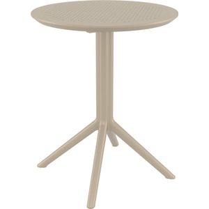 CLP Sky klaptafel - Inklapbare tafel - Rond of vierkant - Tuintafel - Voor binnen en buiten - UV-bestendig - Weerbestendig taupe rond