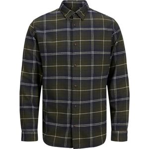 Jack & Jones - Heren Overhemden JJplain Autumn Check Shirt LS - Groen - Maat L
