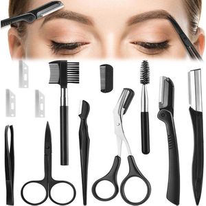 Professionele Wenkbrauwtrimmer Set - 12 Stuks Multifunctionele Schoonheidstools voor Mannen en Vrouwen