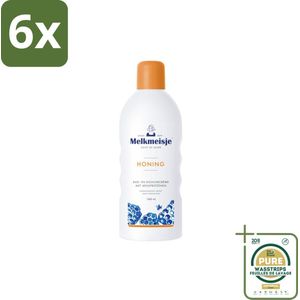 Melkmeisje – Bad & Douche – Honing – 1000 ml - Voordeelverpakking - 6 stuks - Natuurlijke honing - Voedende crème
