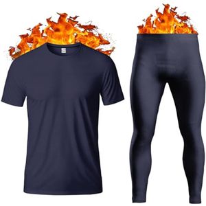 Heren Thermo Ondergoed Set - Korte Mouw T-Shirt en Lange Broek - Ultra Zacht en Warm