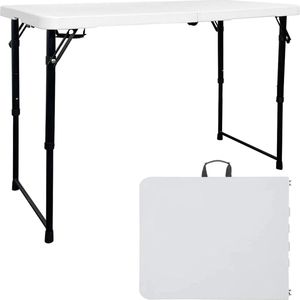 Klaptafel van 105 cm in hoogte verstelbaar - Opvouwbare tafel voor feesten, picknick en kamperen (wit)