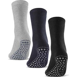 Malinsi Sokken Antislip 3-Pack - 3 Paar Noppen Design maat 42-46 - Huissokken Dames en Heren anti slip