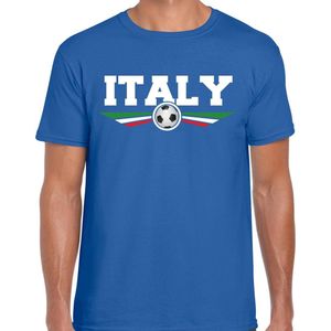 Italie / Italy landen / voetbal t-shirt met wapen in de kleuren van de Italiaanse vlag - blauw - heren - Italie landen shirt / kleding - EK / WK / voetbal shirt S