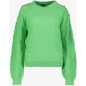 TwoDay gebreide dames trui met hartjesknopen groen - Maat L