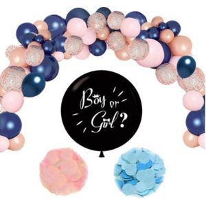 Ballonnenboog gender reveal Babydouche - roze blauw rose goud - babyshower versiering