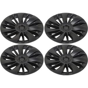 Brenzoos - 19 Inch Wieldoppen 4 Stuks Matzwart | Geschikt voor 2020-2023 Auto Model Y Velgen | Volledig Omwikkelde Velgbeschermer voor Verbeterde Rijprestaties